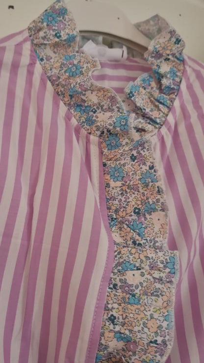 Chemise Suzanne rayures vertes taille L