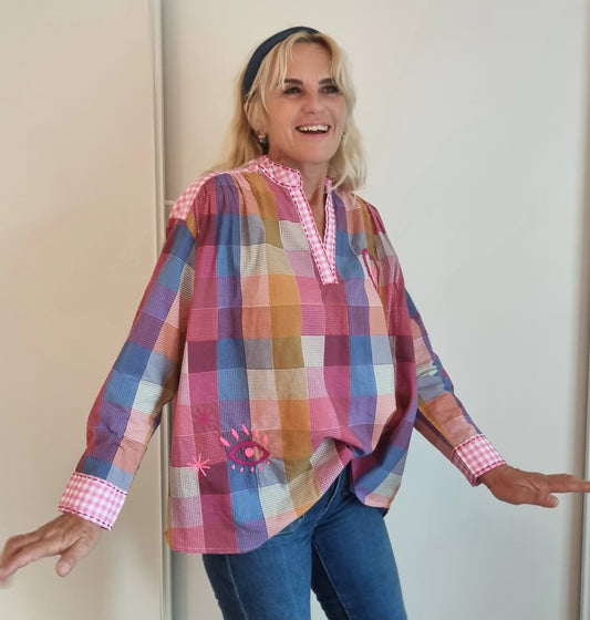 Blouse vichy rose très Pep's