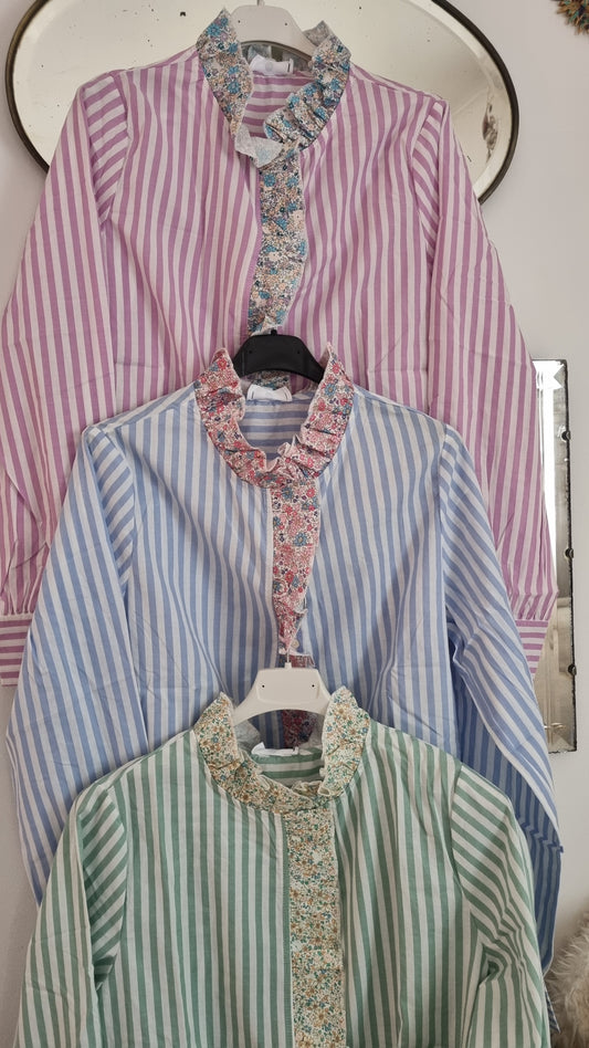 Chemise Suzanne rayures bleues taille L