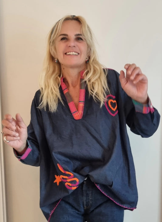 Blouse fun en Lyocell 🌈 (façon jeans)